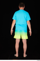  Spencer blue t shirt blue yellow shorts dressed slides standing whole body 0005.jpg